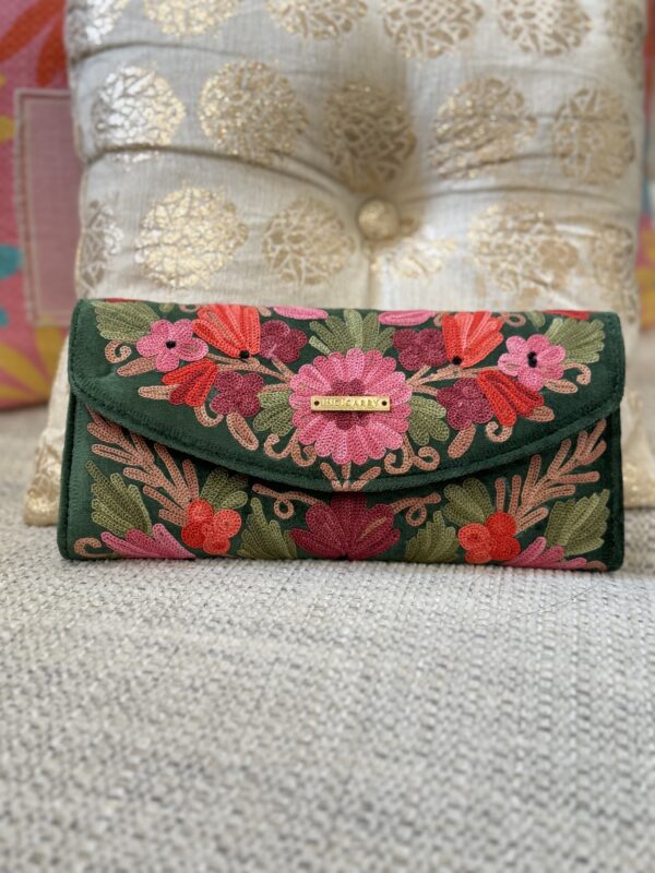 Aari Velvet Wallet - Green
