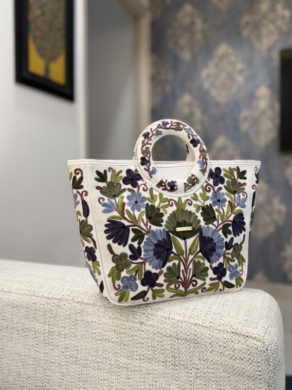 Everyday Elegance Tote - White & Blue - Image 2