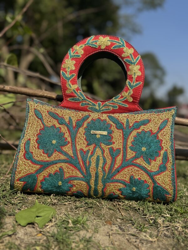 Tilla Embroidered Handbag - Red & Green