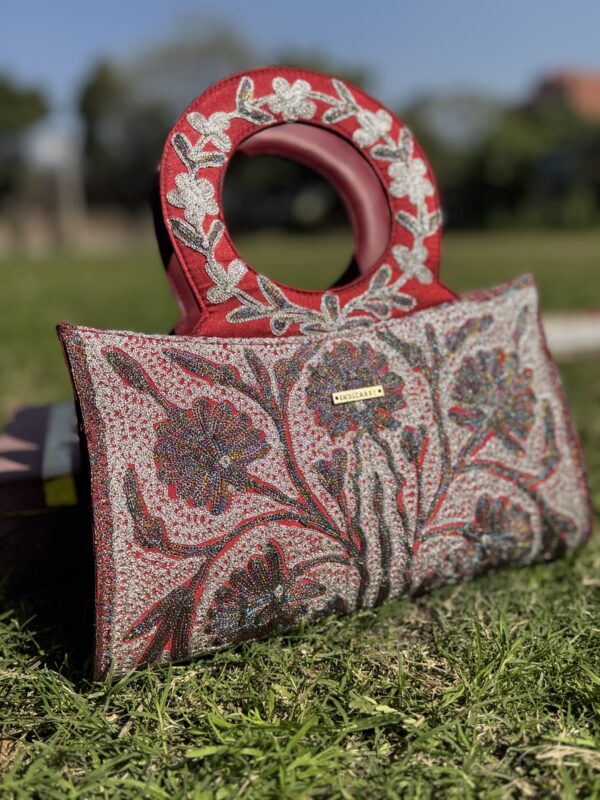 Tilla Embroidered Handbag - Red