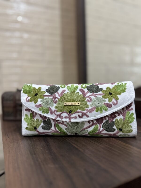 Aari Velvet Wallet - White